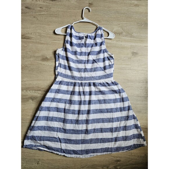 BeachLunchLounge Women's Sz Medium Ayesha Dress Linen Cotton Striped Blue Beach - Picture 7 of 8